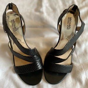 MICHAEL Michael Kors Snakeskin Strappy Heels 8.5